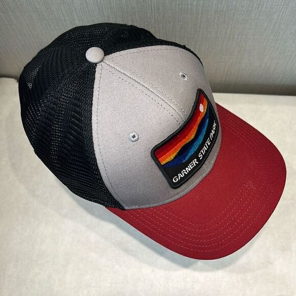 Garner State Park Mesh Snapback Trucker Hat Cap Texas GSP Black Gray Red Patch - Picture 5 of 8